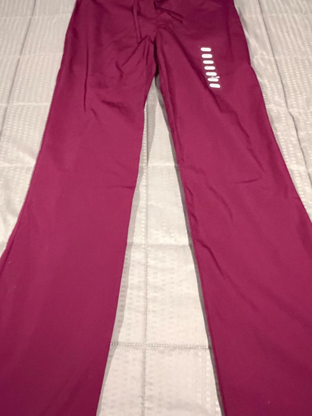 Wide-Leg Scrub Pants in Maroon with Side Button Detail
